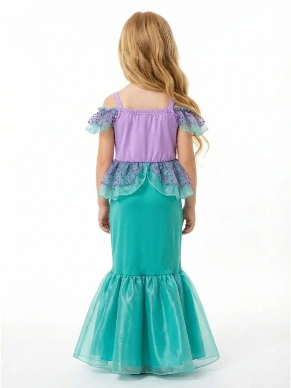 Girls Mermaid Princess Costume Dress Lavender Teal Glitter Birthday Party